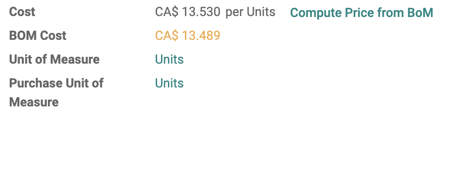 BOM Cost Inférieur
