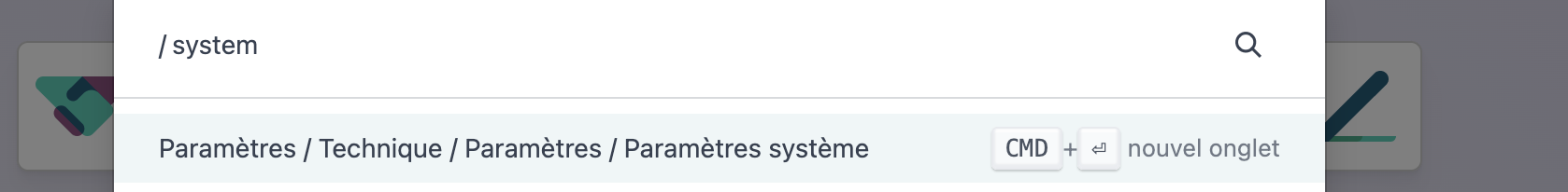 Recherche Rapide parametres systeme